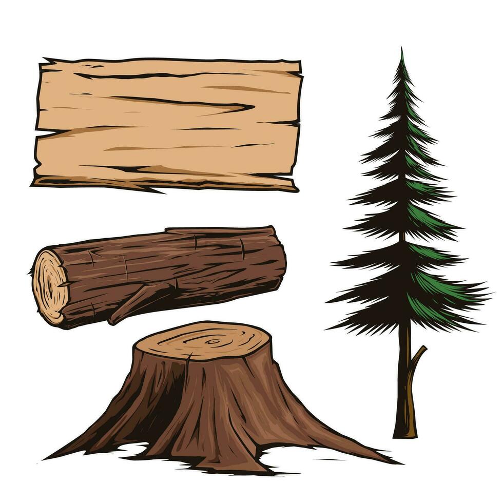 illustration of a wood set vector