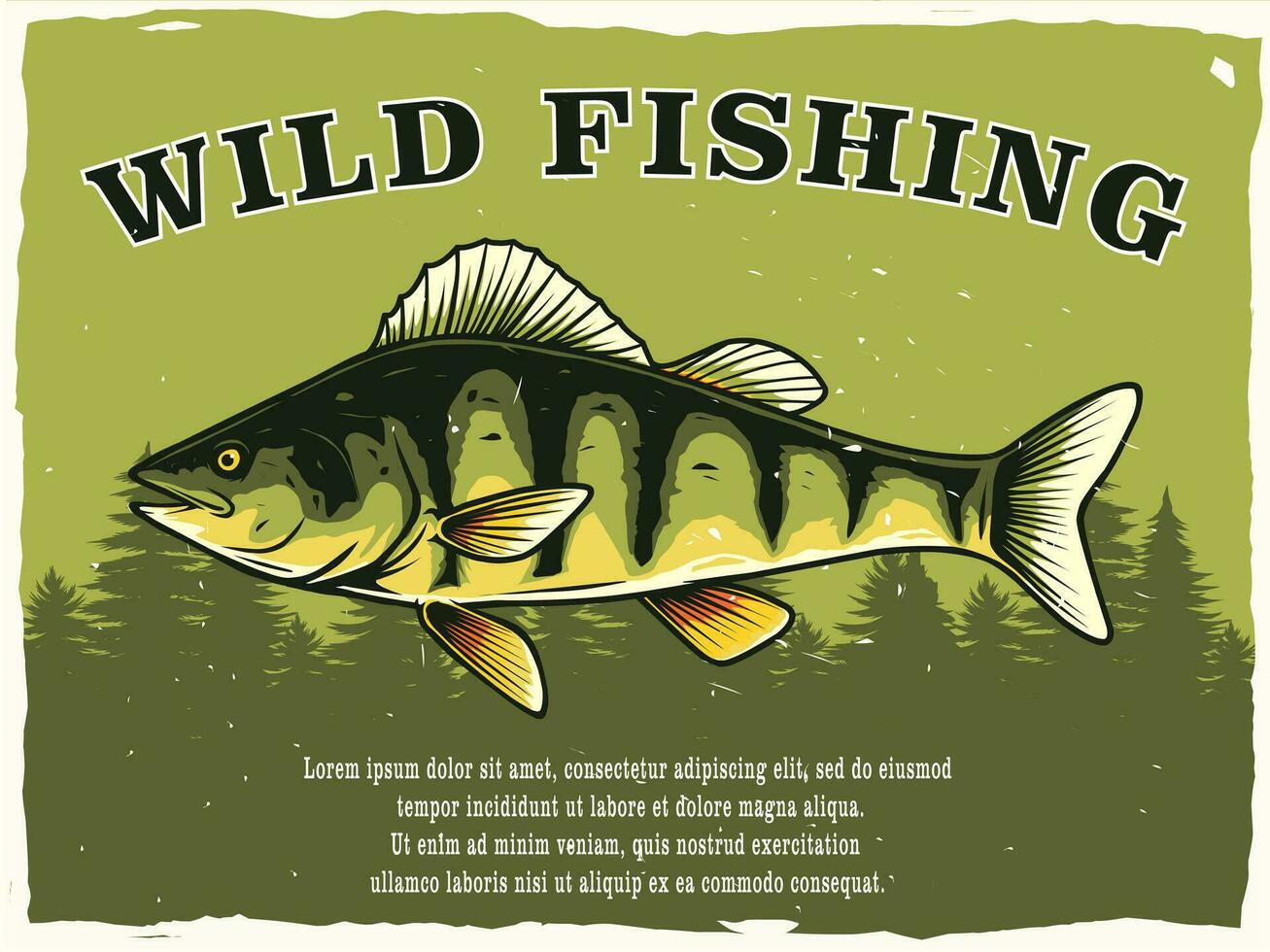 wild perch fishing poster design vector