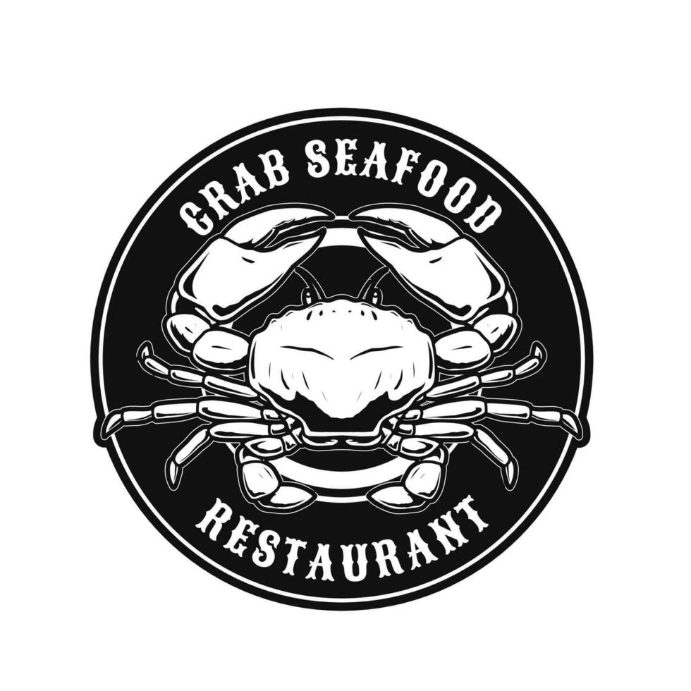 crab seafood badge logo template vector