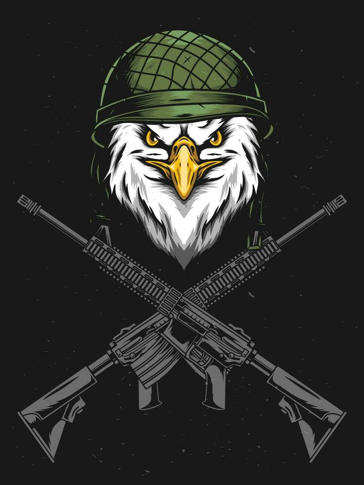 eagle head with military helmet poster vector