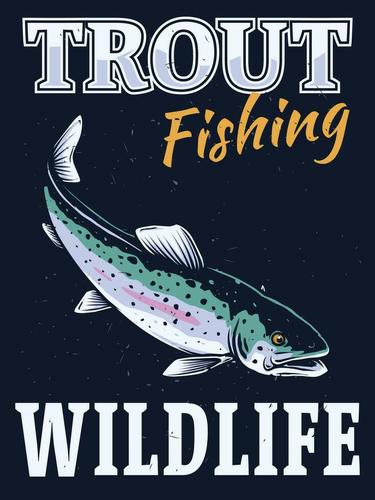 trout fishing vintage poster design vector