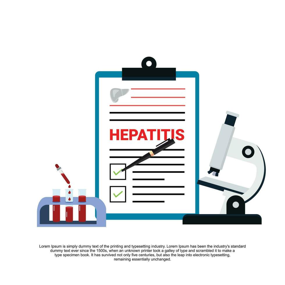 médico diagnóstico de hepatitis, cáncer, cirrosis y hepatitis. vector plano ilustración