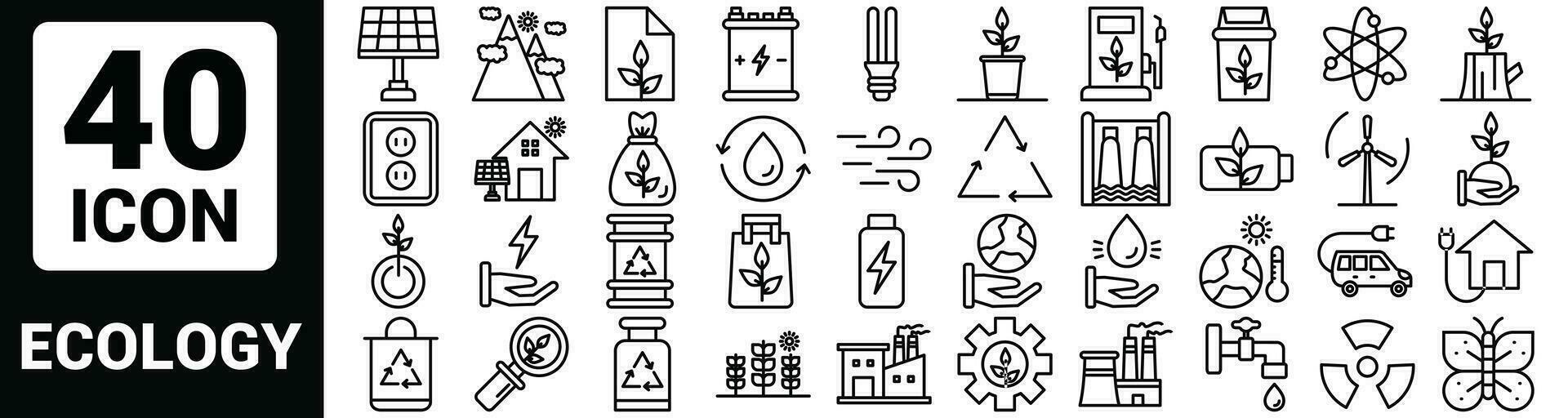 Vector ecology Line Outline Icon Set