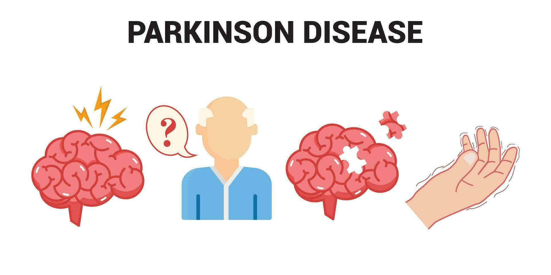 parkinson enfermedad síntomas vector ilustración