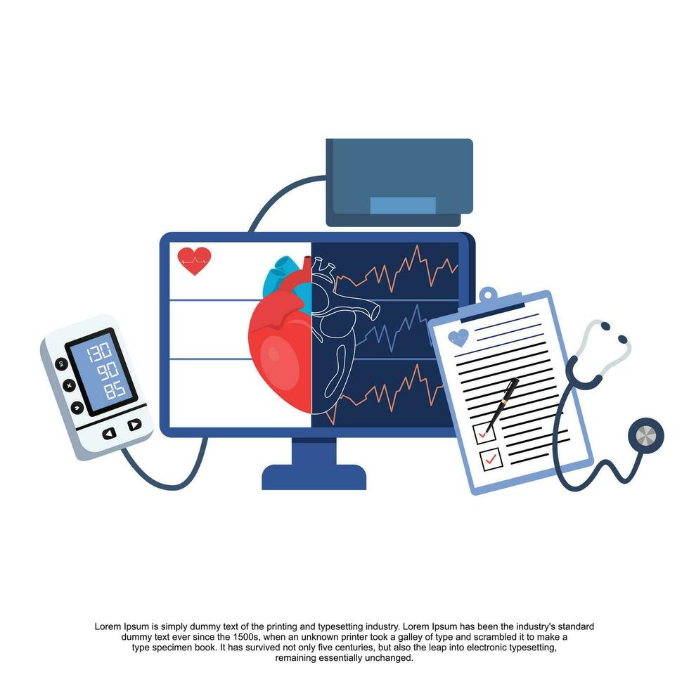 Heart disease screening and diagnostic concept vector