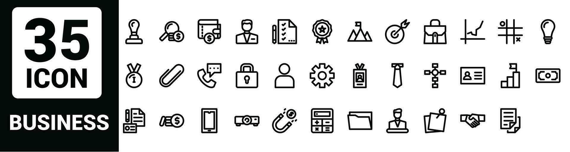 Vector business Line Outline Icon Set