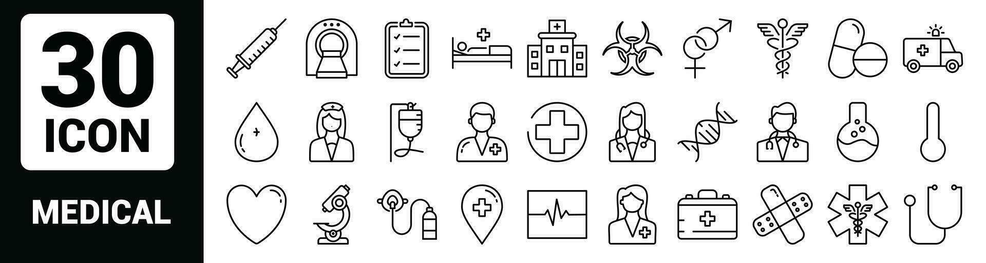 Vector medical Line Outline Icon Set