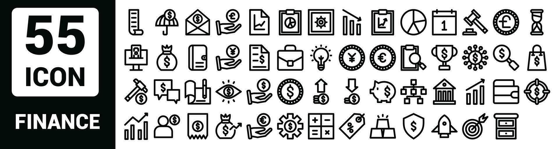 Vector finance Line Outline Icon Set