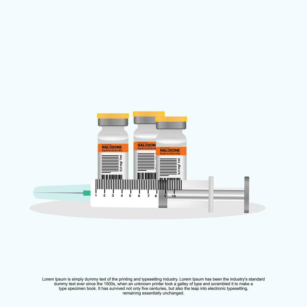 naloxona frasco con un jeringuilla vector