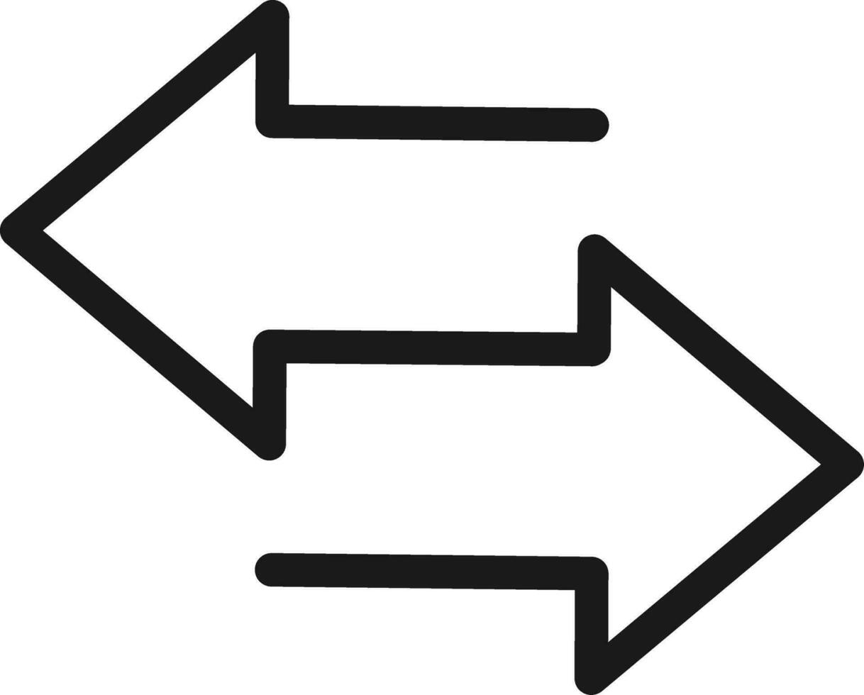 Transferring arrow icon line. Linear style sign for mobile concept and web design. Left right arrow simple line vector icon. Replaceable vector design.