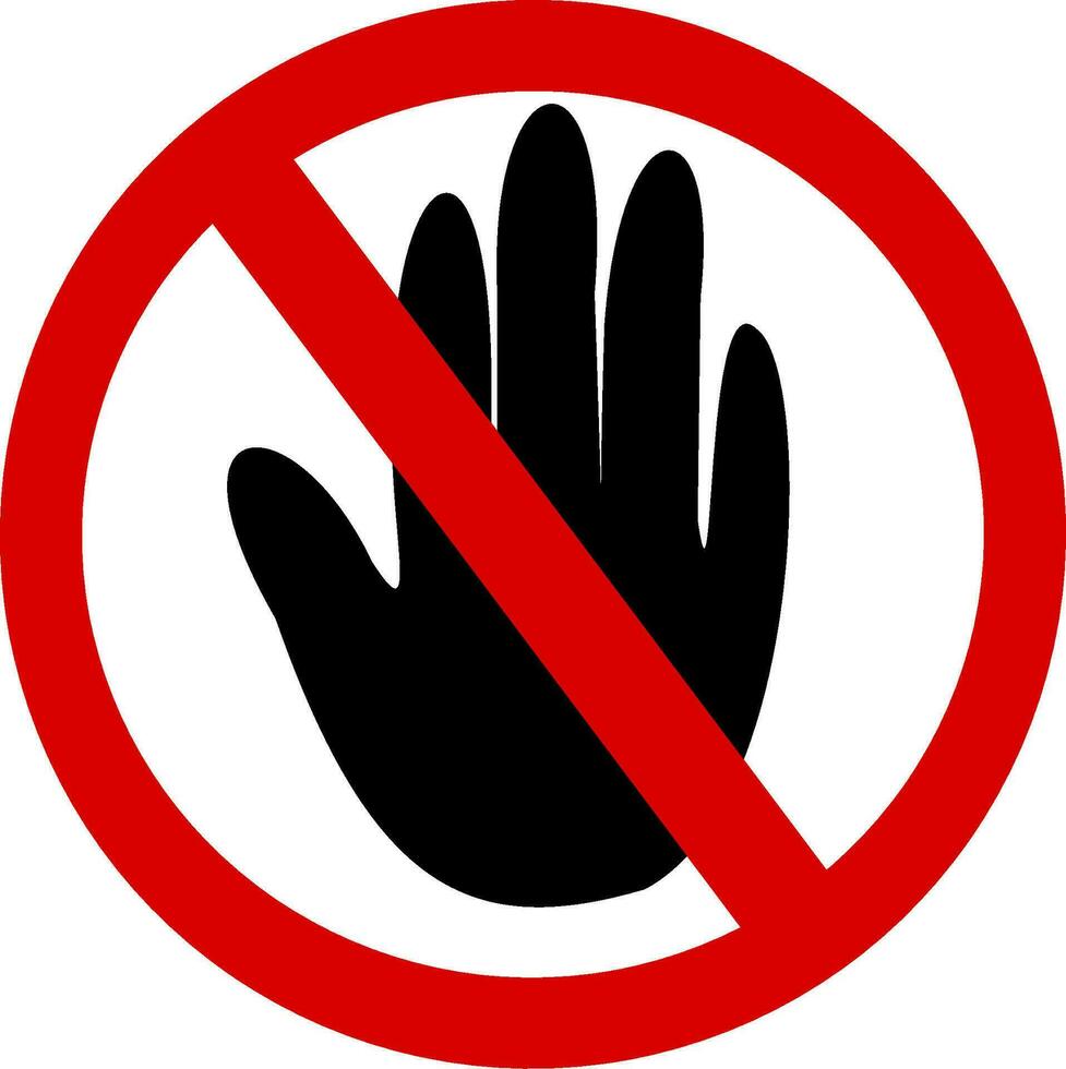 Stop hand icon . Hand forbidden sign, no entry, do not touch . Stop road  sign. Prohibited warning icon 21891159 Vector Art at Vecteezy