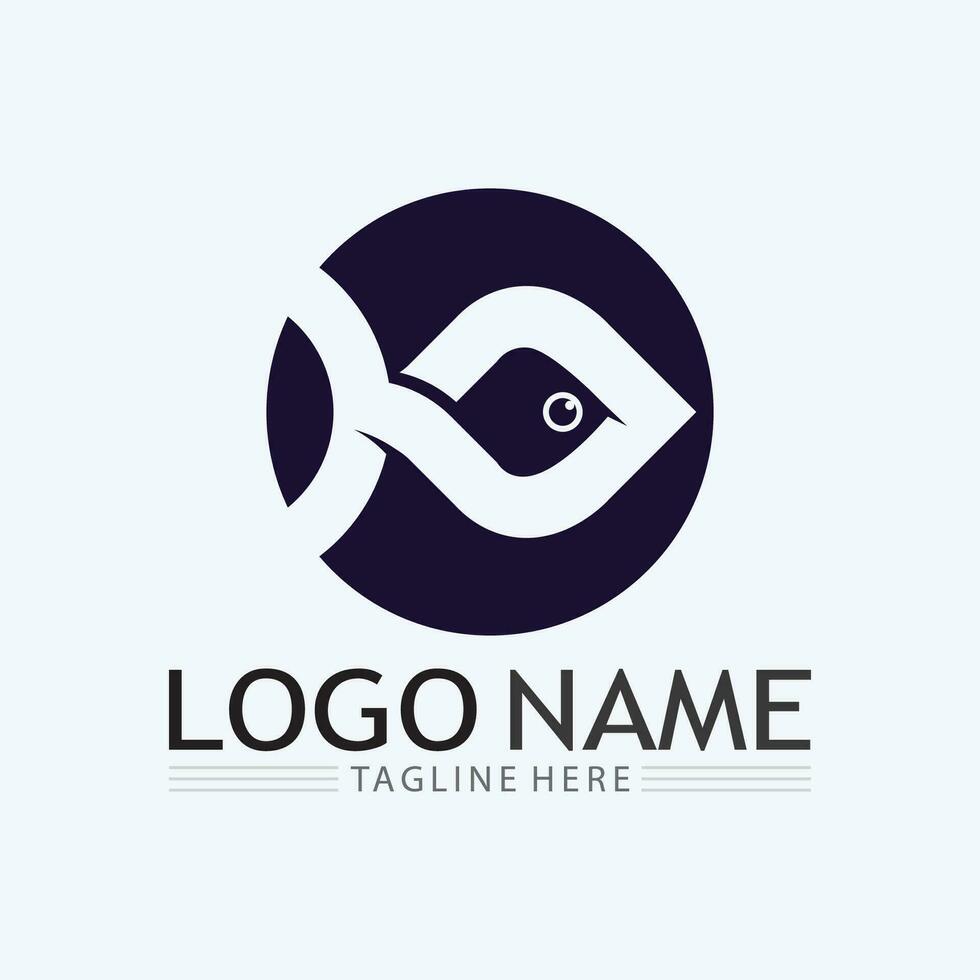 Fish abstract icon design logo template,Creative vector symbol of fishing club or online shop.
