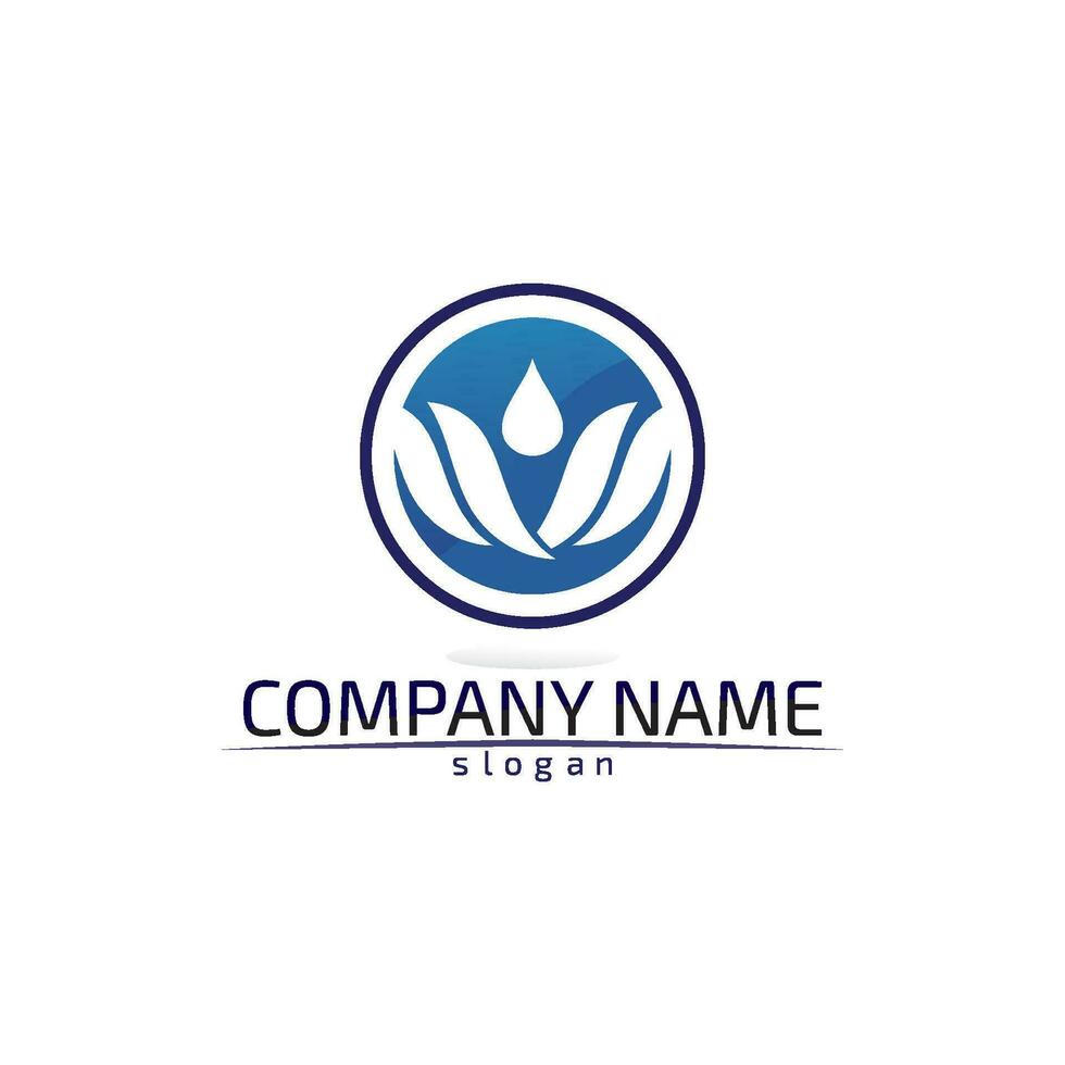 water logo and wave icon logo vector design
