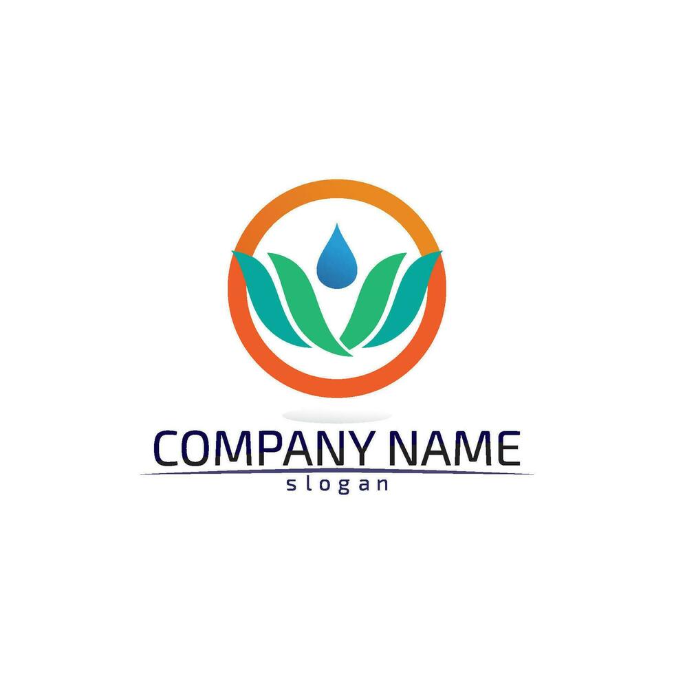 water logo and wave icon logo vector design