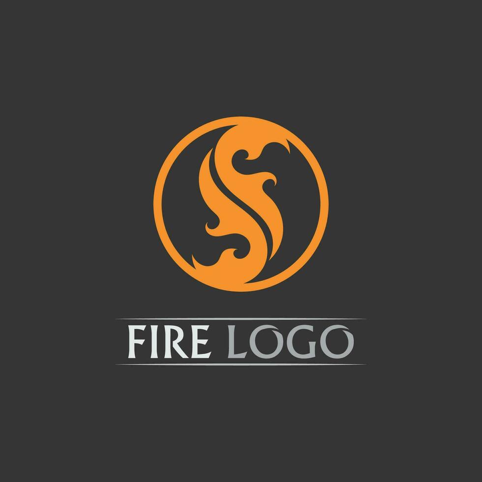 Fire and flame design logo vector and icon