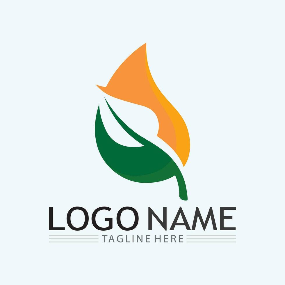 Eco Energy Vector Logo with leaf symbol. Green color with flash or thunder graphic. Nature and electricity renewable. This logo is suitable for technology, recycle, organic.