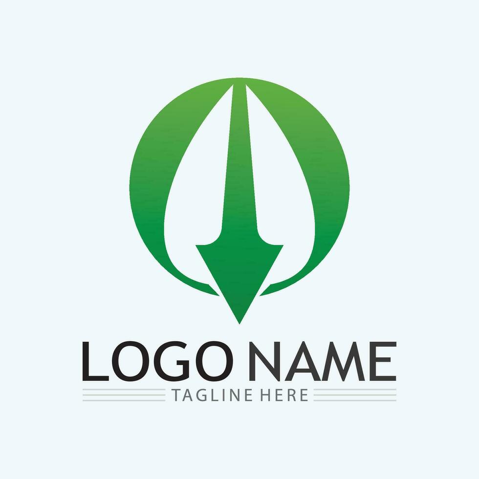 Eco Energy Vector Logo with leaf symbol. Green color with flash or thunder graphic. Nature and electricity renewable. This logo is suitable for technology, recycle, organic.