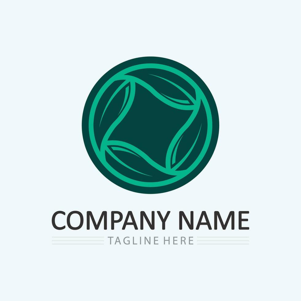 Logos of green Tree leaf ecology vector