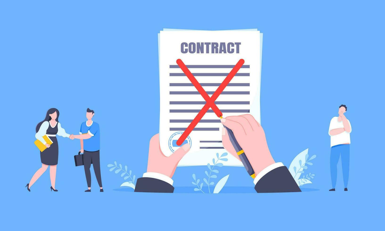 Contract cancellation business concept. vector