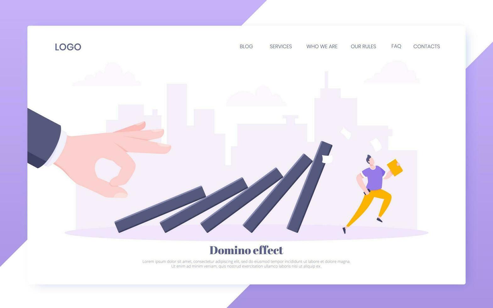 Domino effect or business cowardice metaphor vector illustration concept.