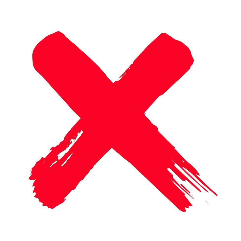 Dirty grunge hand drawn with brush strokes cross x vector illustration icon.