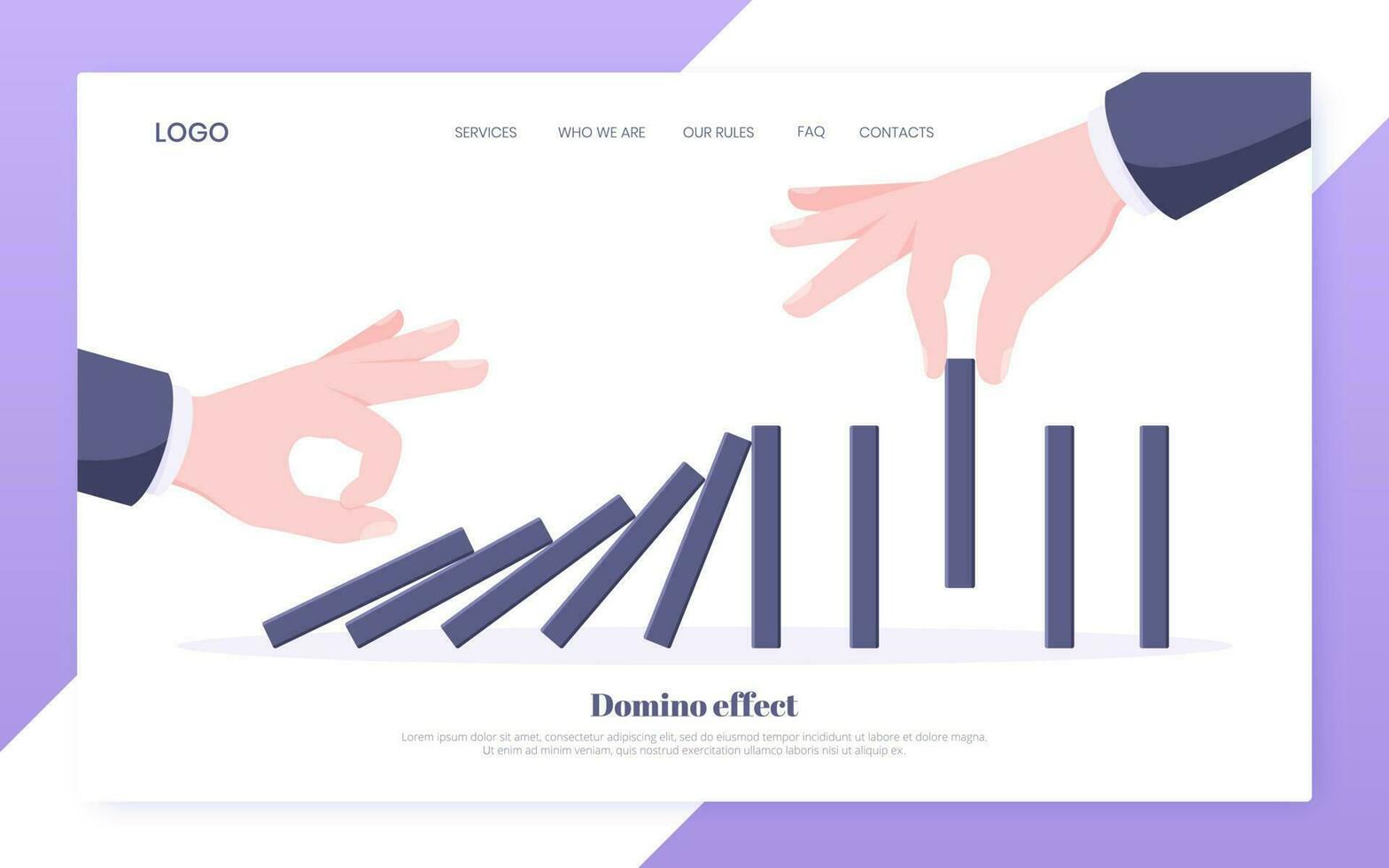 Domino effect and business resilience concept. vector