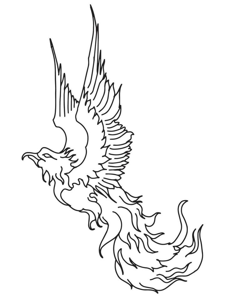 Design phoenix bird Illustration Silhouette Outline vector