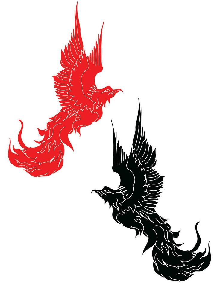 Design phoenix bird Illustration Silhouette Outline vector