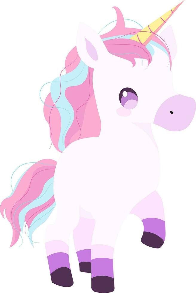 baby unicorn, candy unicorn in kawaii style, cartoon style, vector illustration