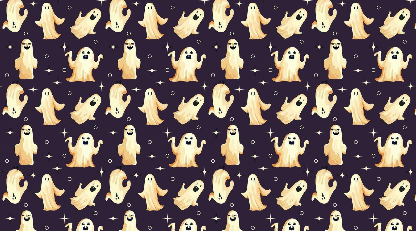 seamless pattern, background on the theme of halloween. Halloween holiday. Ghosts, boo horror movies with different emotions, flying souls, creepy, scary, frightening, funny, funny. vector