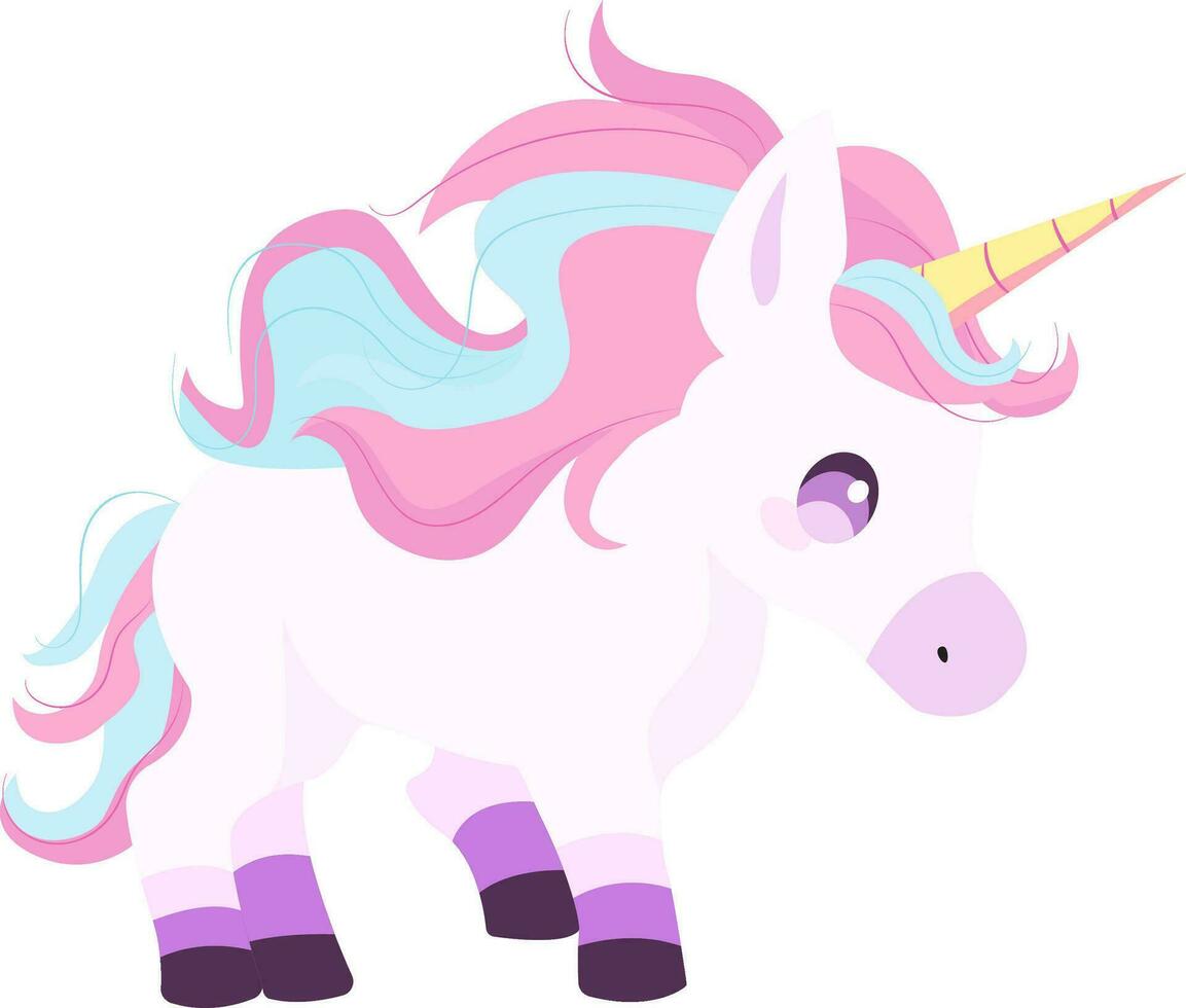 caramelo pequeño arco iris unicornio en kawaii estilo, dibujos animados estilo, vector ilustración