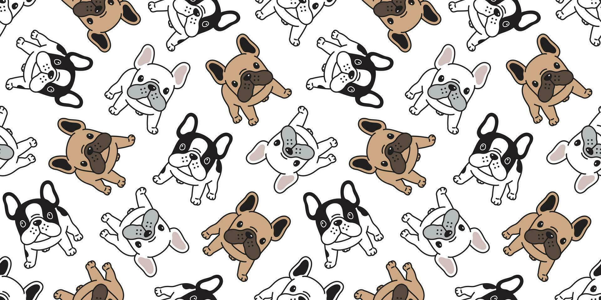 Dog seamless pattern french bulldog vector pet scarf isolated puppy cartoon illustration tile background repeat wallpaper