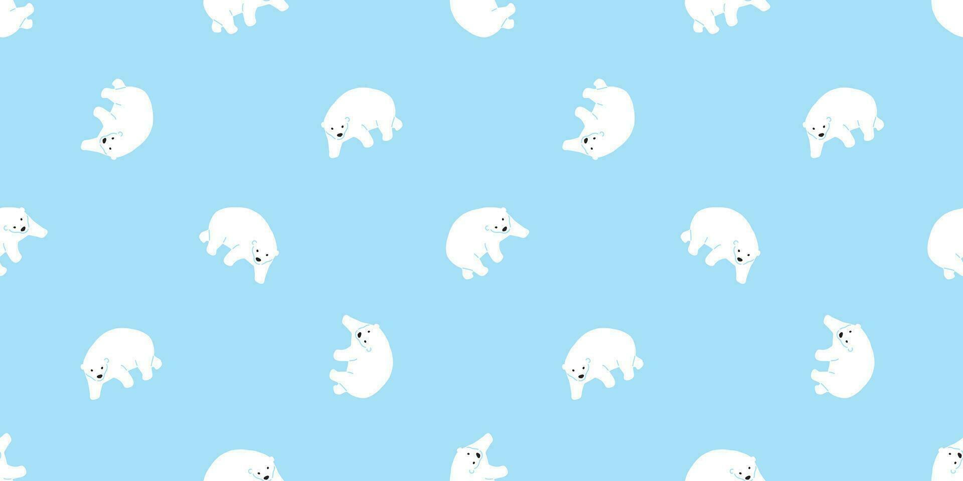 Bear seamless pattern polar bear vector cartoon repeat wallpaper tile background scarf isolated illustration