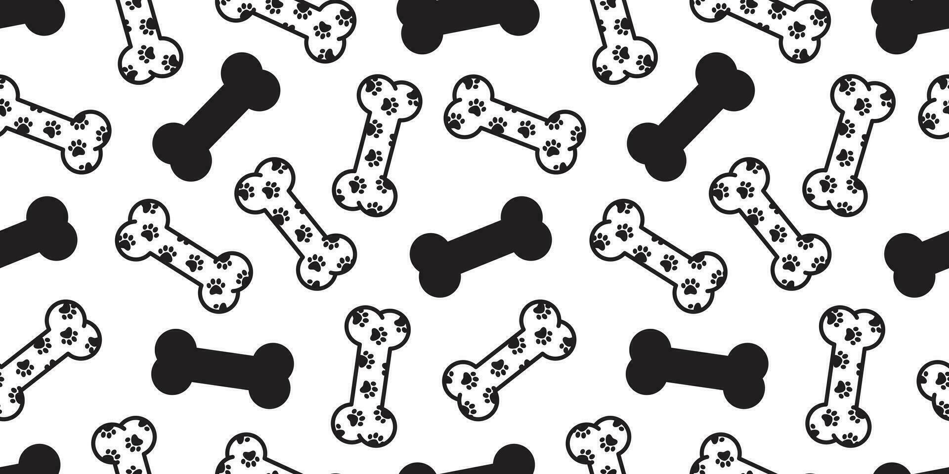 Dog bone seamless pattern paw vector footprint pet Halloween french bulldog scarf isolated cartoon repeat wallpaper illustration tile background white