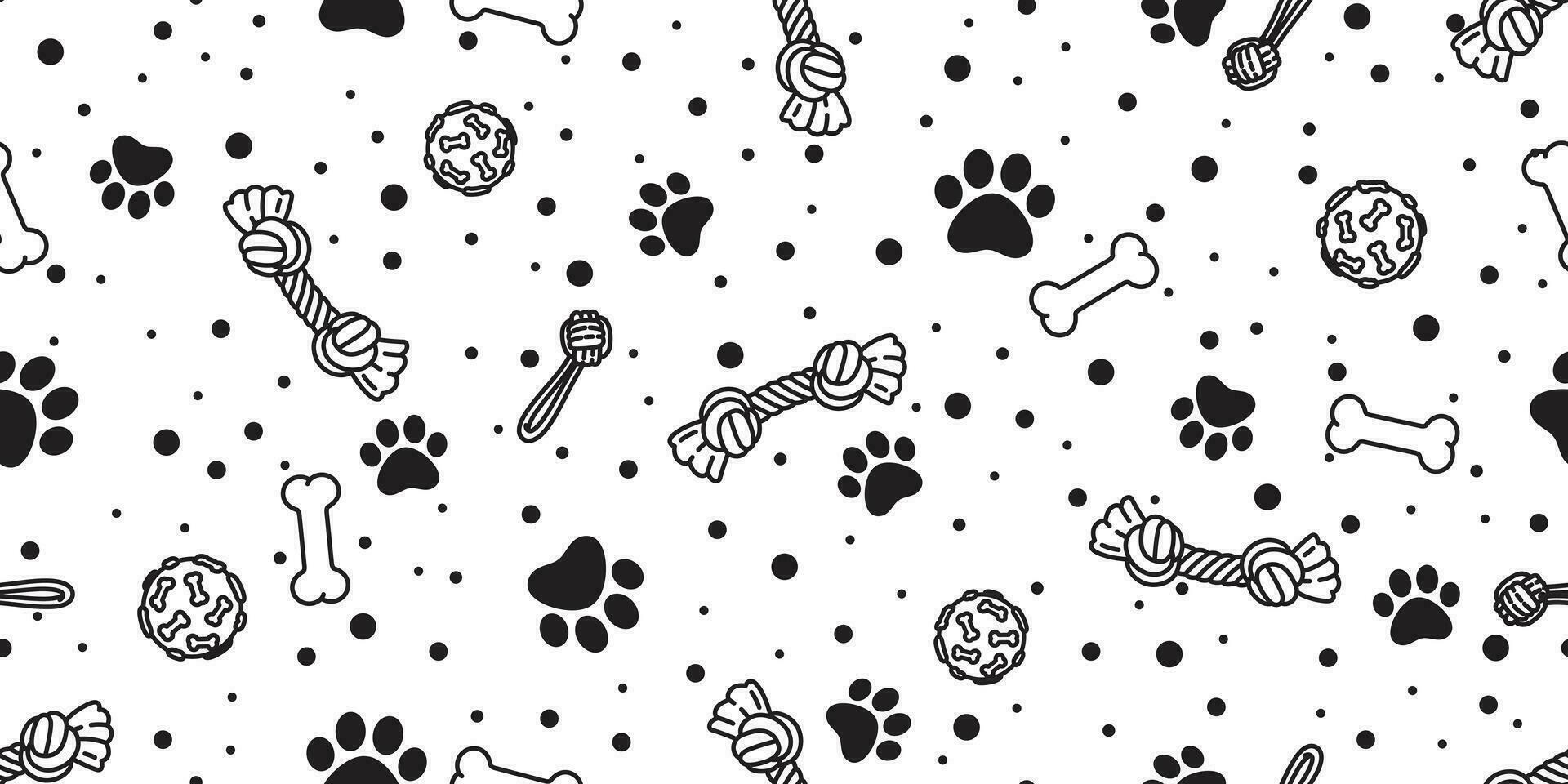 Dog bone paw seamless pattern vector footprint pet toy french bulldog scarf isolated cartoon repeat wallpaper illustration tile background