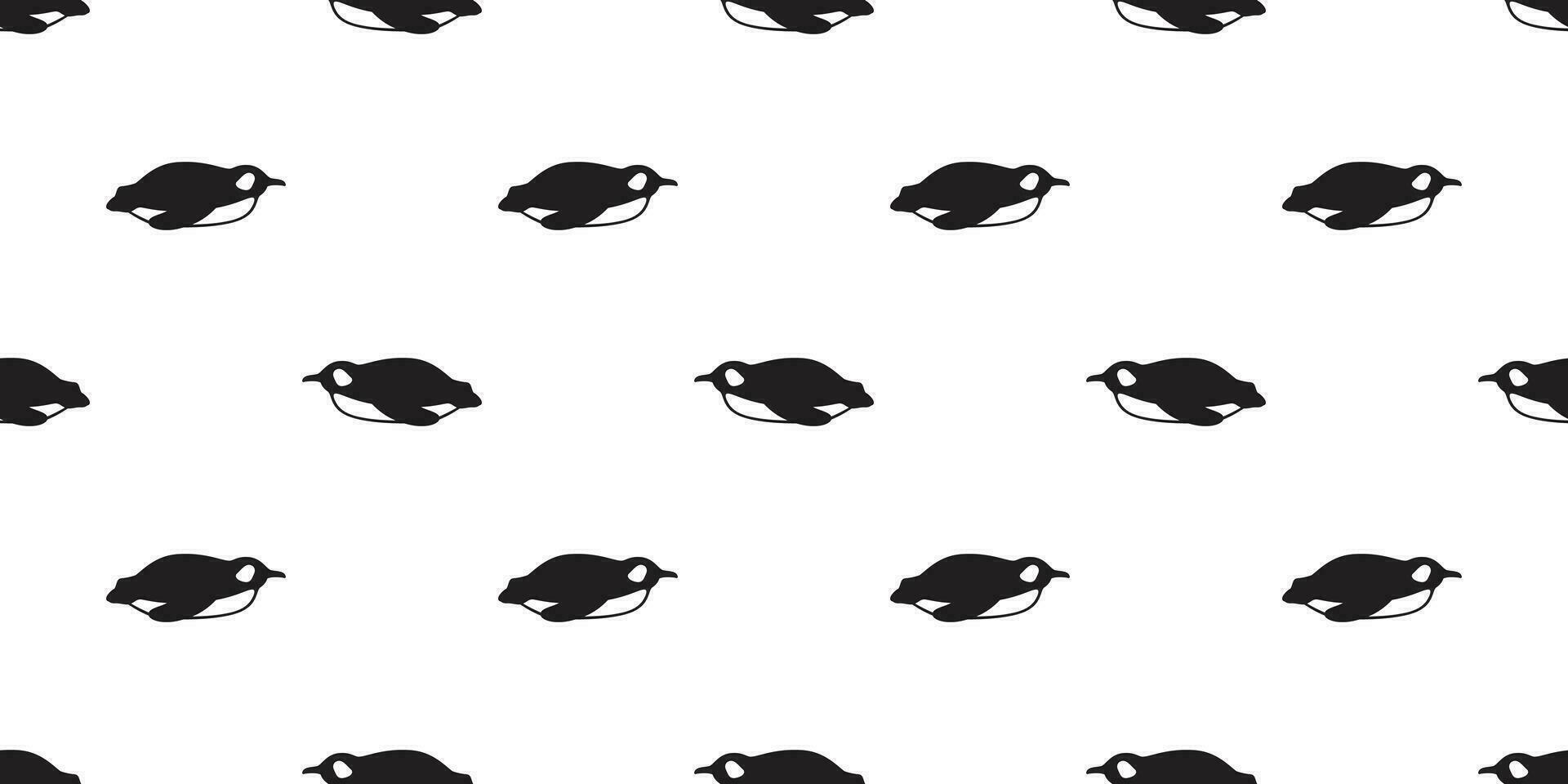 penguin Seamless pattern vector fish salmon bird cartoon tile background scarf isolated repeat wallpaper illustration doodle