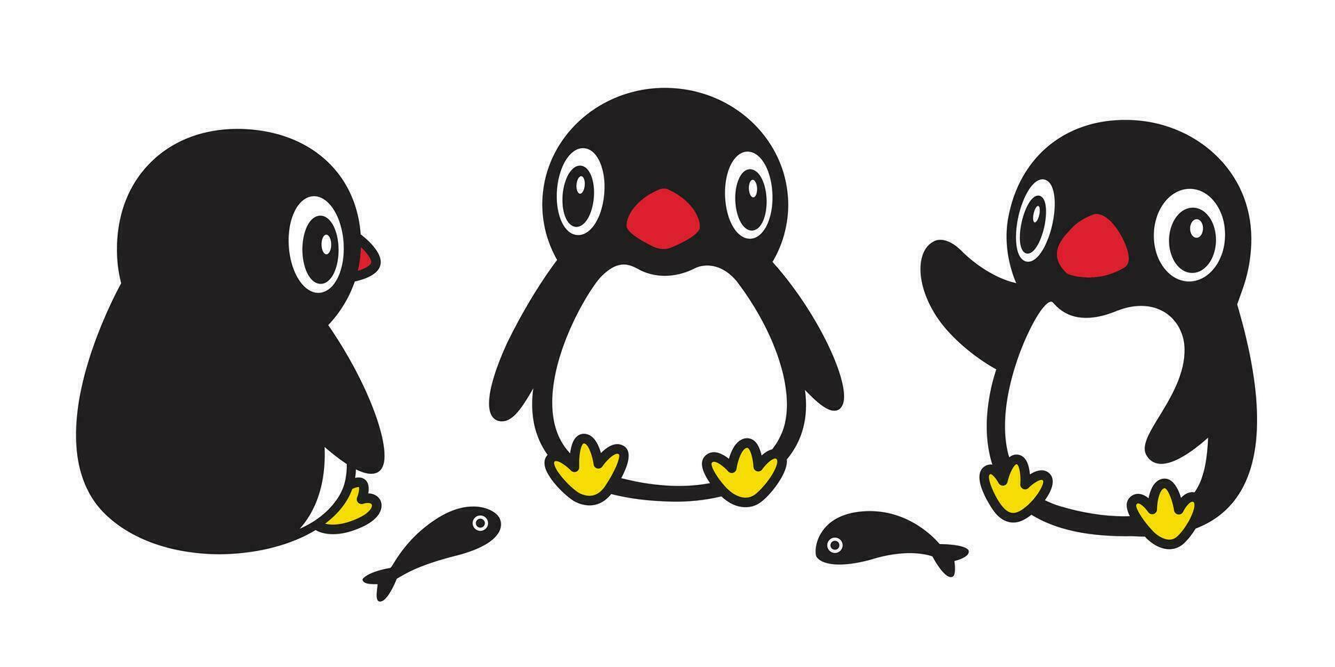 pingüino vector icono logo dibujos animados personaje pescado salmón ilustración garabatear símbolo