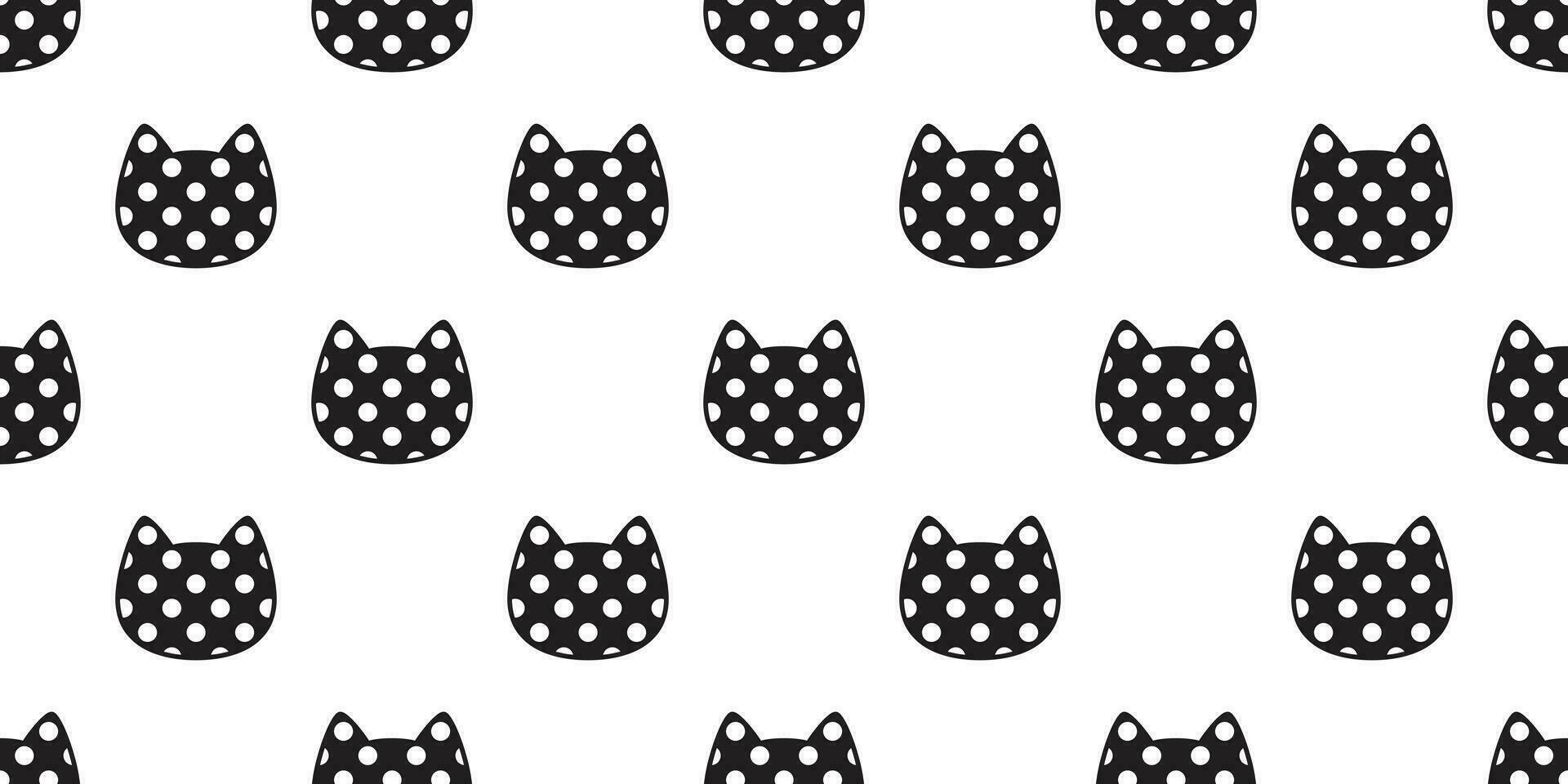 cat seamless pattern vector head kitten calico polka dot scarf isolated repeat wallpaper cartoon tile background illustration