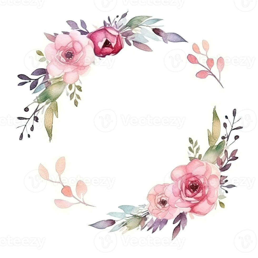 Watercolor floral frame. Illustration AI Generative 25660244 Stock ...