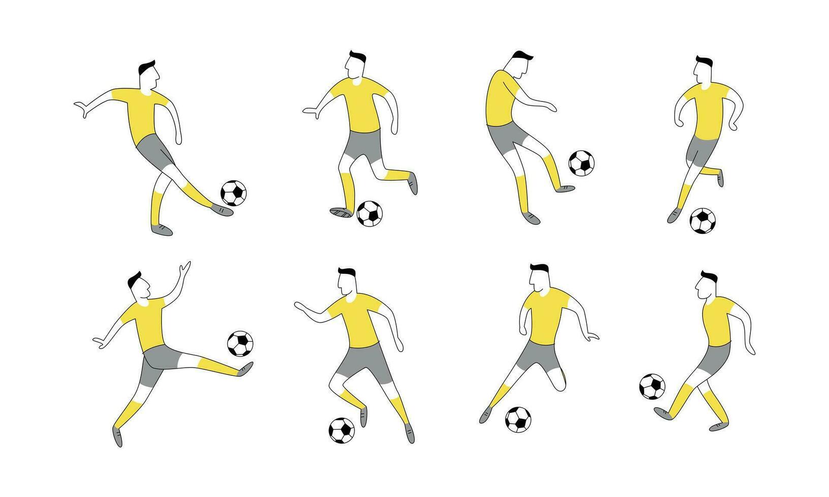 fútbol americano jugador en diferente fútbol americano poses vector