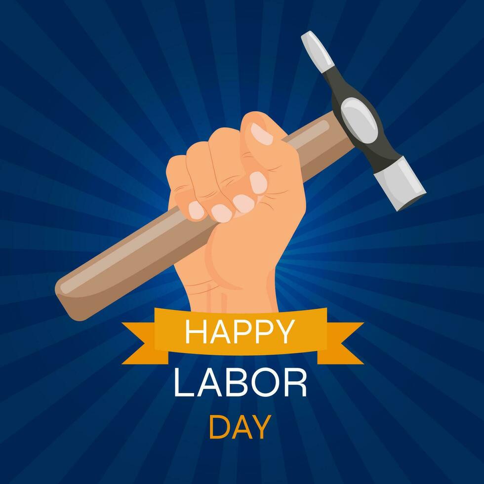World labor day vector design illustration. International Labor Day banner. Hand with a working tool.