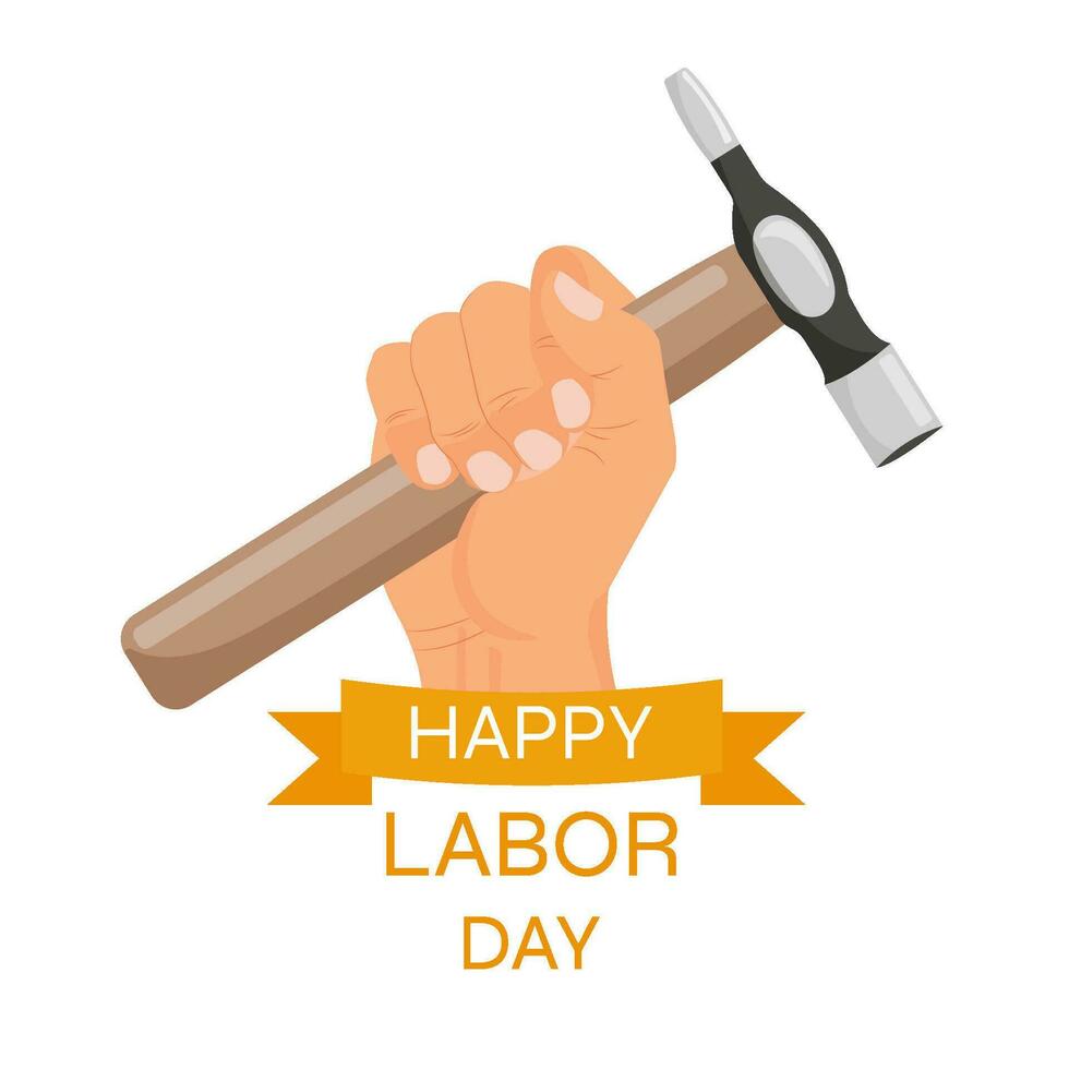 World labor day vector design illustration. Hand with a working tool. Vector illustration