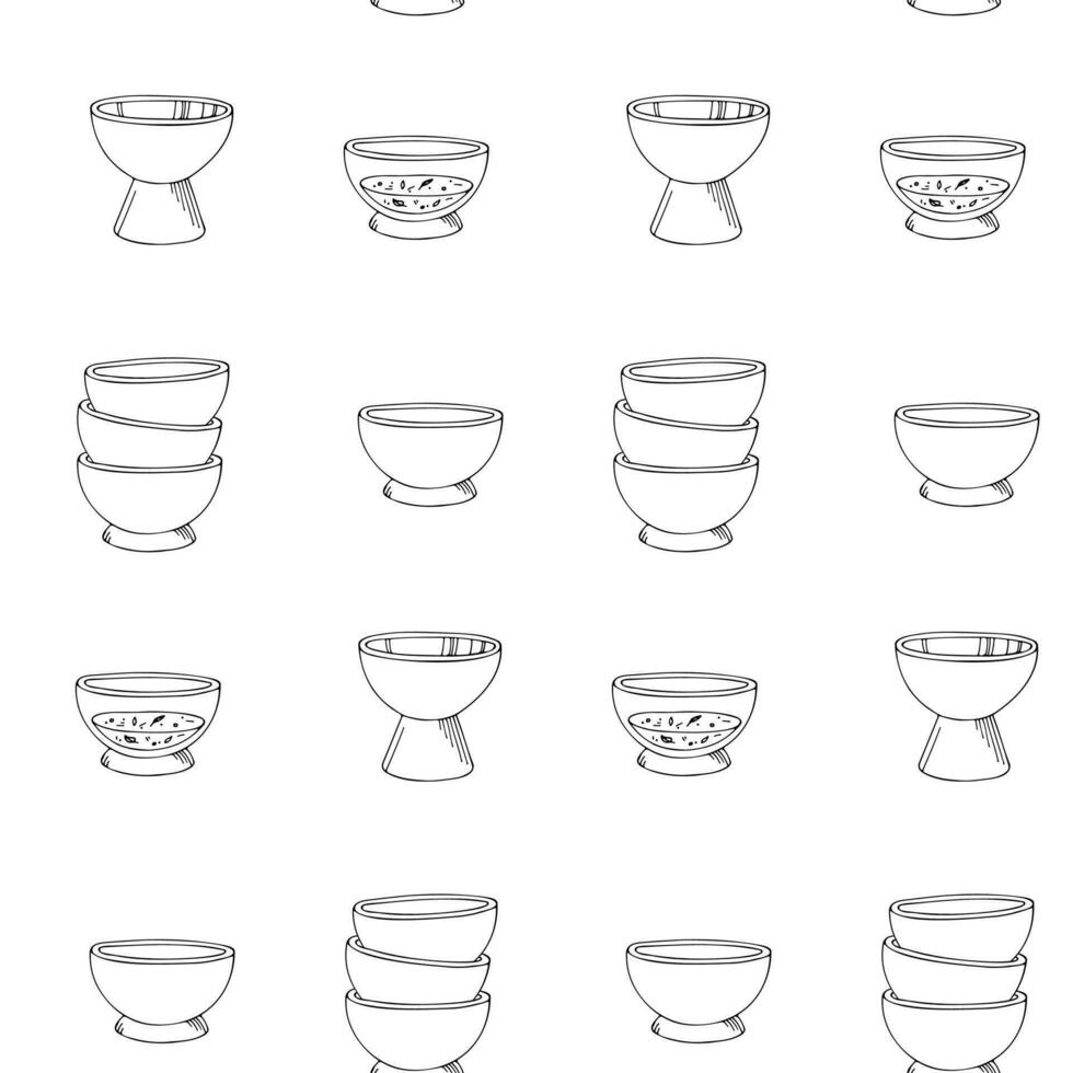 Seamless vector pattern with a tea party theme.  Japanese tea ceremony devices.