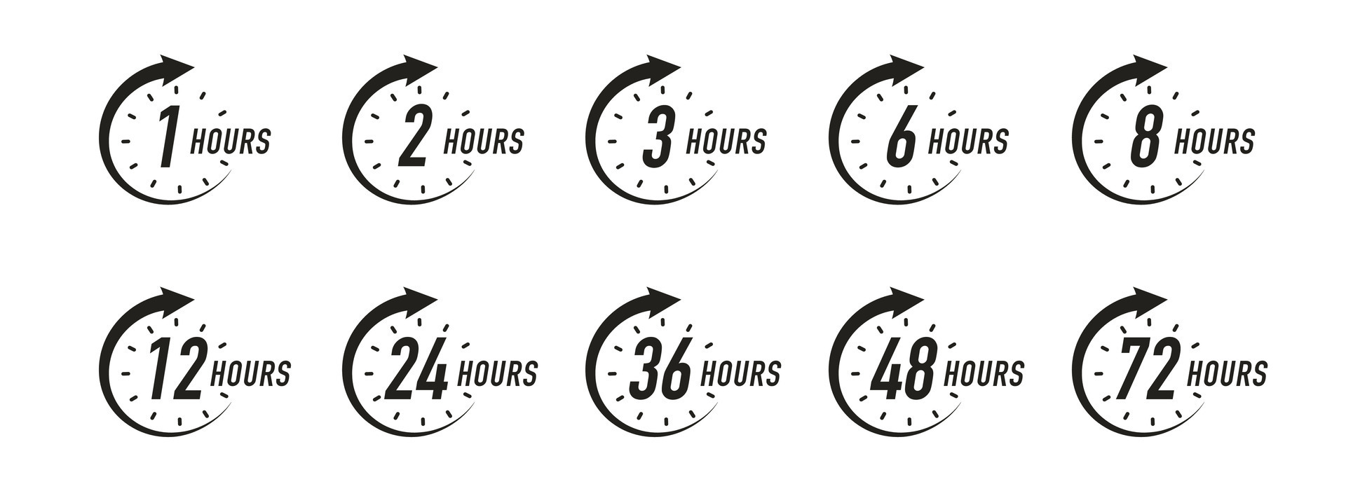 Hours timer vector symbol set black color 25660584 Vector Art at Vecteezy