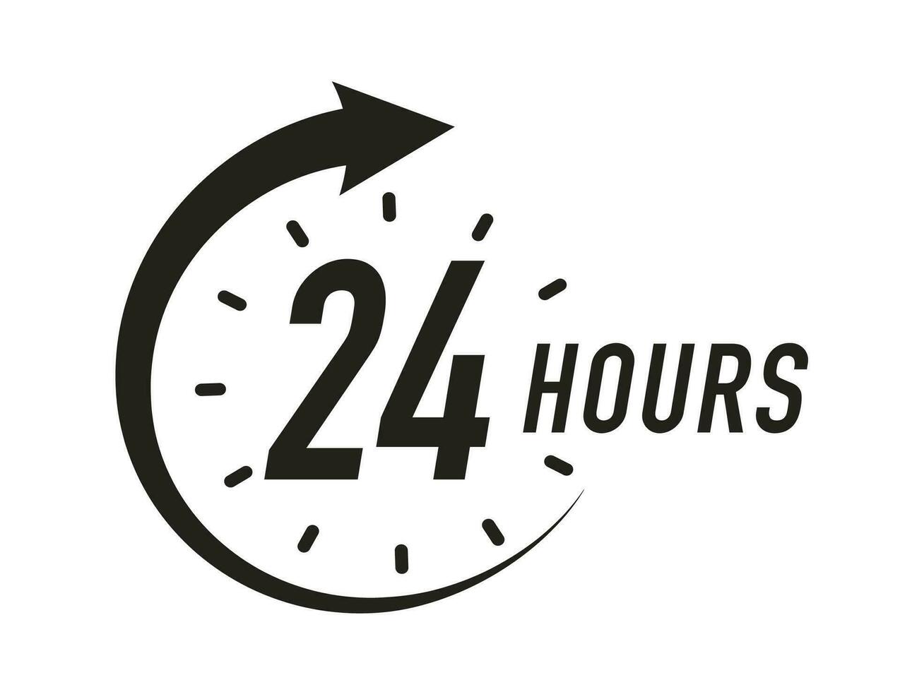 24 hours timer vector symbol black color