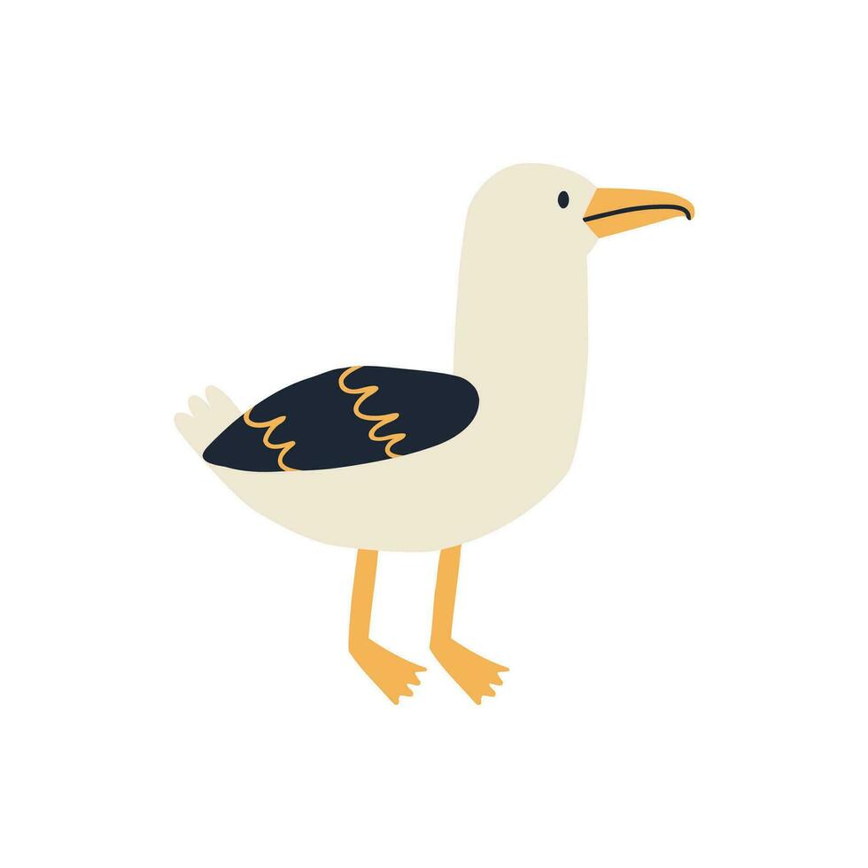 seagull hand drawn in flat style. vector illustration