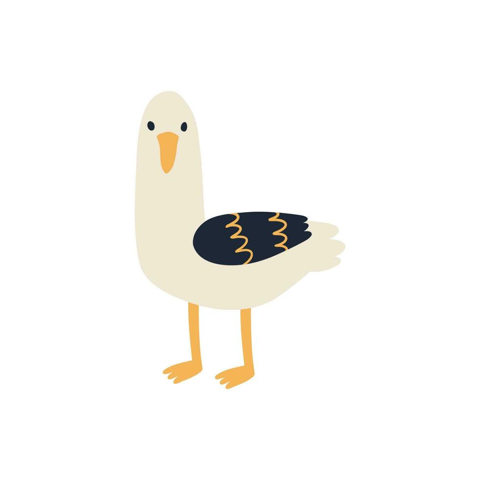 seagull hand drawn in flat style. vector illustration