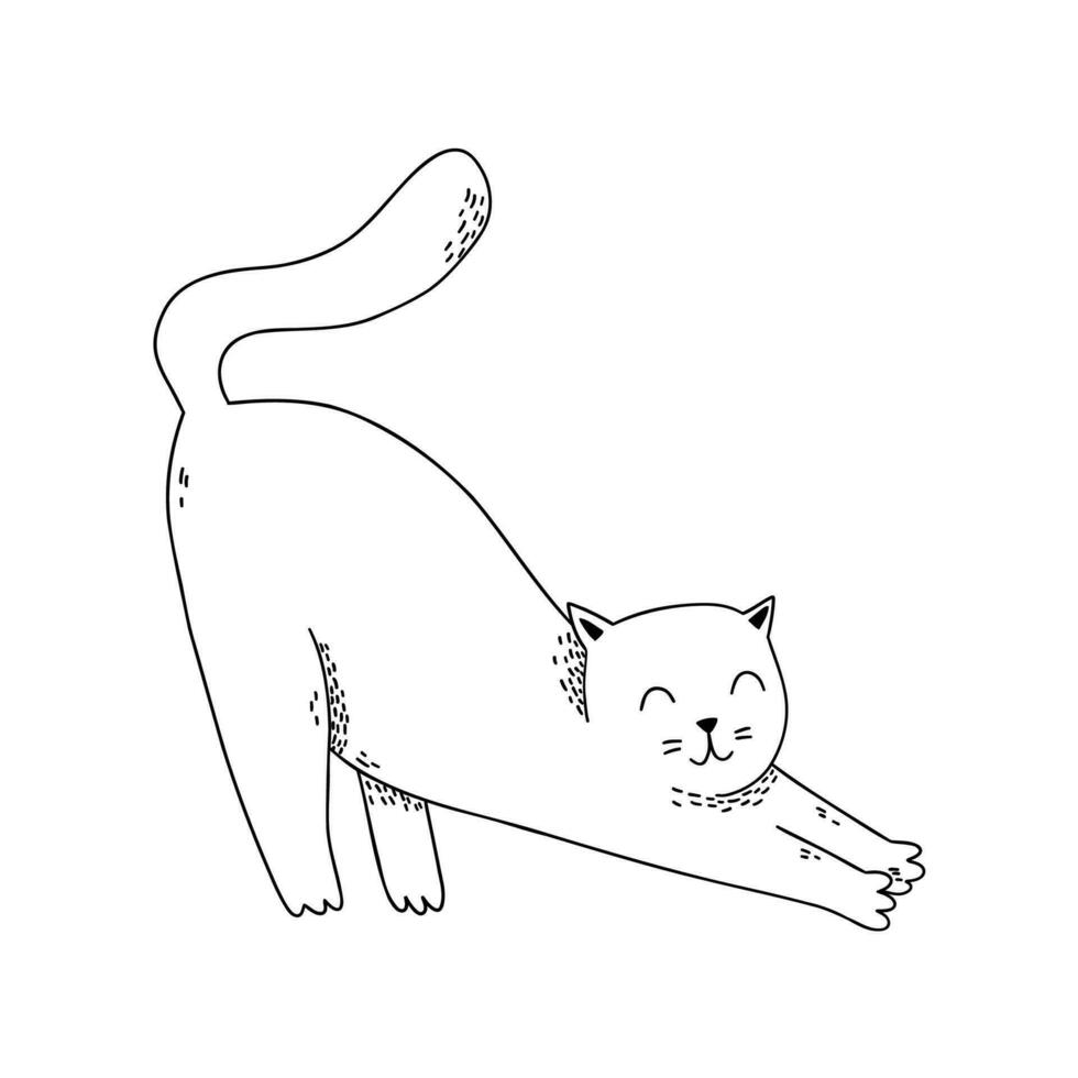 cute playful cat in doodle style. hand drawn vector illustration