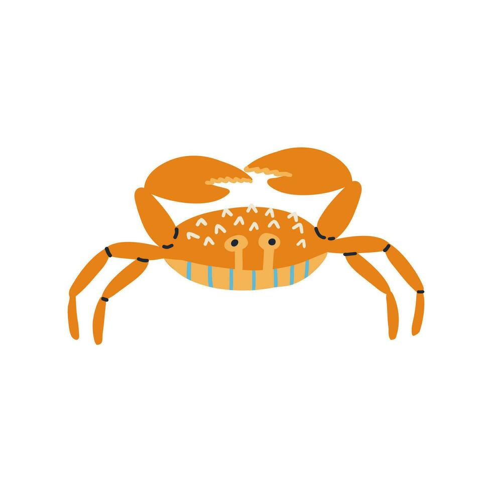 hand drawn crab in flat style. vector illustration