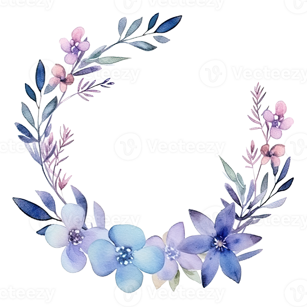 Watercolor floral frame. Illustration png
